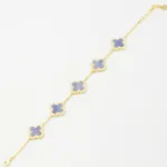 Lila 5li Gold Yonca Bileklik