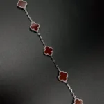 Orijinal Silver Bordo Yonca Bileklik