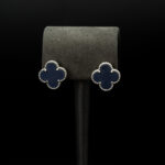 Lacivert Silver Yonca Küpe