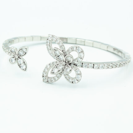 Flower Silver Bangle