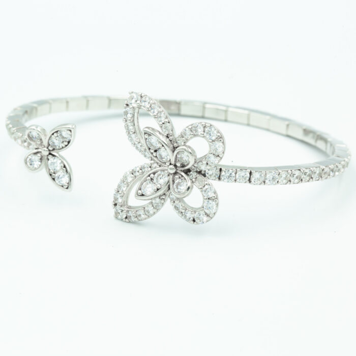 Flower Silver Bangle