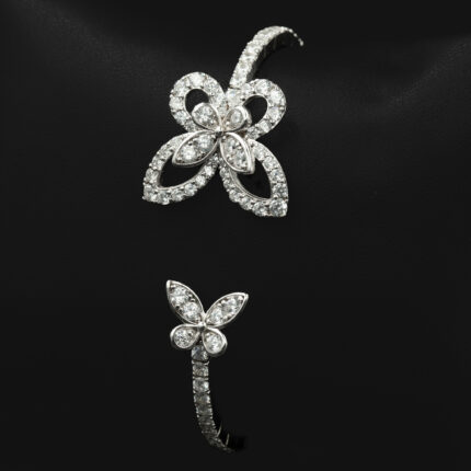 Flower Silver Bangle