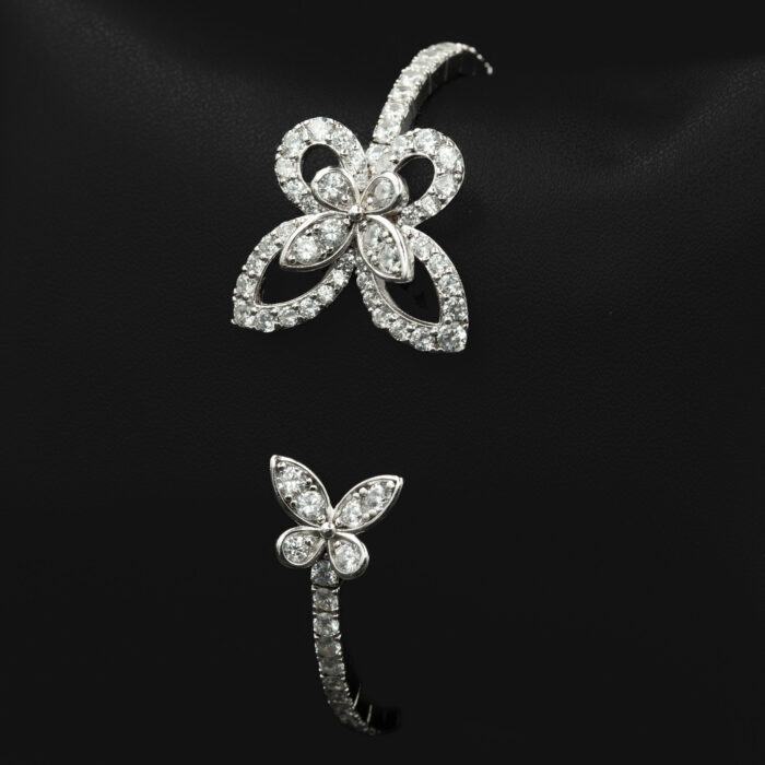Flower Silver Bangle