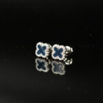 Mini Lacivert Yonca Küpe