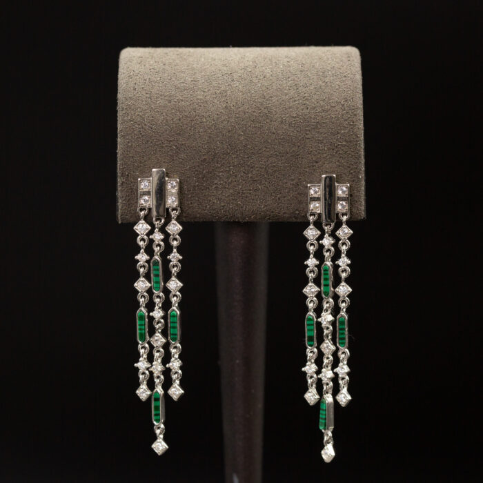 Malahit Setay Sallantılı Silver Küpe