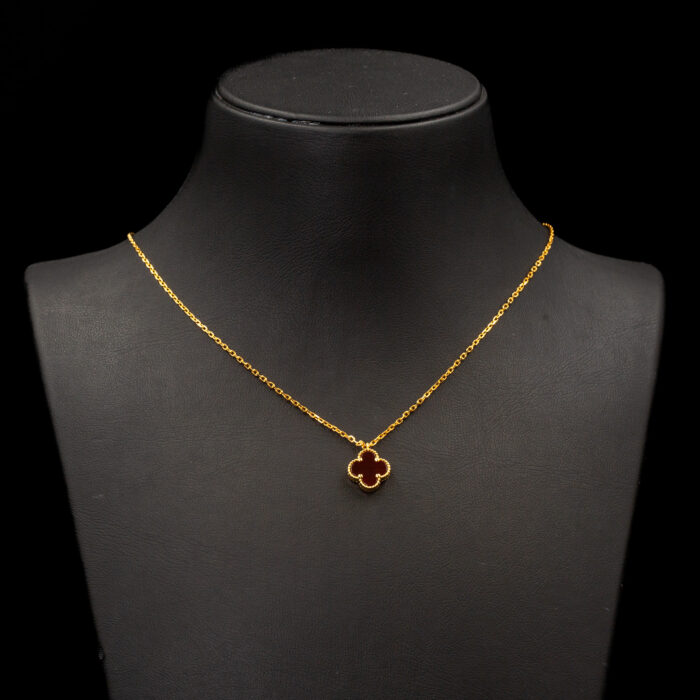 Orijinal Seri Bordo Mini Rose Gold Yonca Kolye