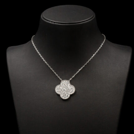 Büyük Full Taş Yonca Uzun Kolye