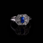 Safir Detaylı Silver Vip Serçe Yüzük