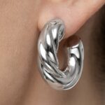 Twist Silver Halka Küpe - Görsel 3