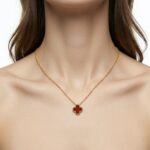 VCA Orijinal Bordo Mini Rose Gold Kolye - Görsel 2