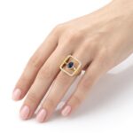 Safir Detaylı Gold Yüzük - Görsel 2